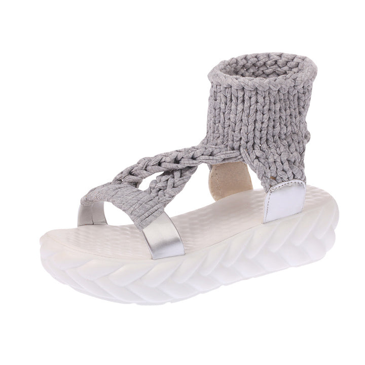 Dame nan håndvævet strik-sandalette med elastisk ankelstrop og ergonomisk skumpolstret sål Skovae