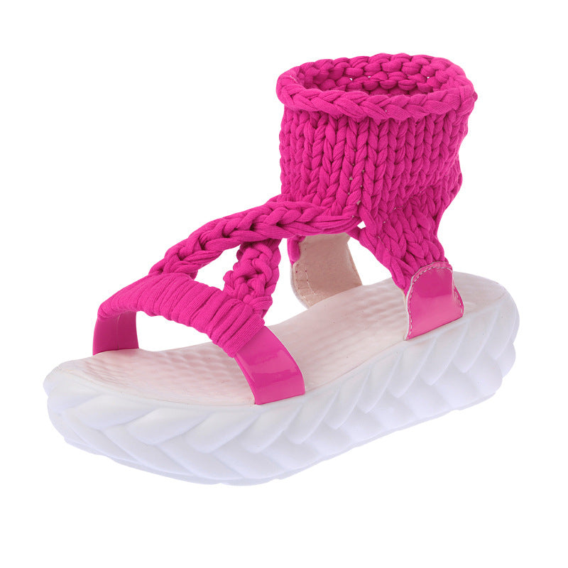 Dame nan håndvævet strik-sandalette med elastisk ankelstrop og ergonomisk skumpolstret sål Skovae