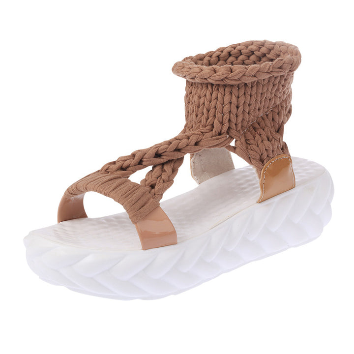 Dame nan håndvævet strik-sandalette med elastisk ankelstrop og ergonomisk skumpolstret sål Skovae