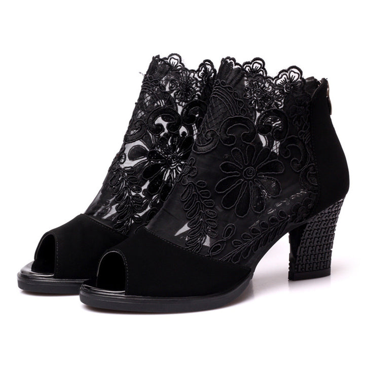 Dame Peep-Toe Støvler med elegant spidsudsmykning Stilla