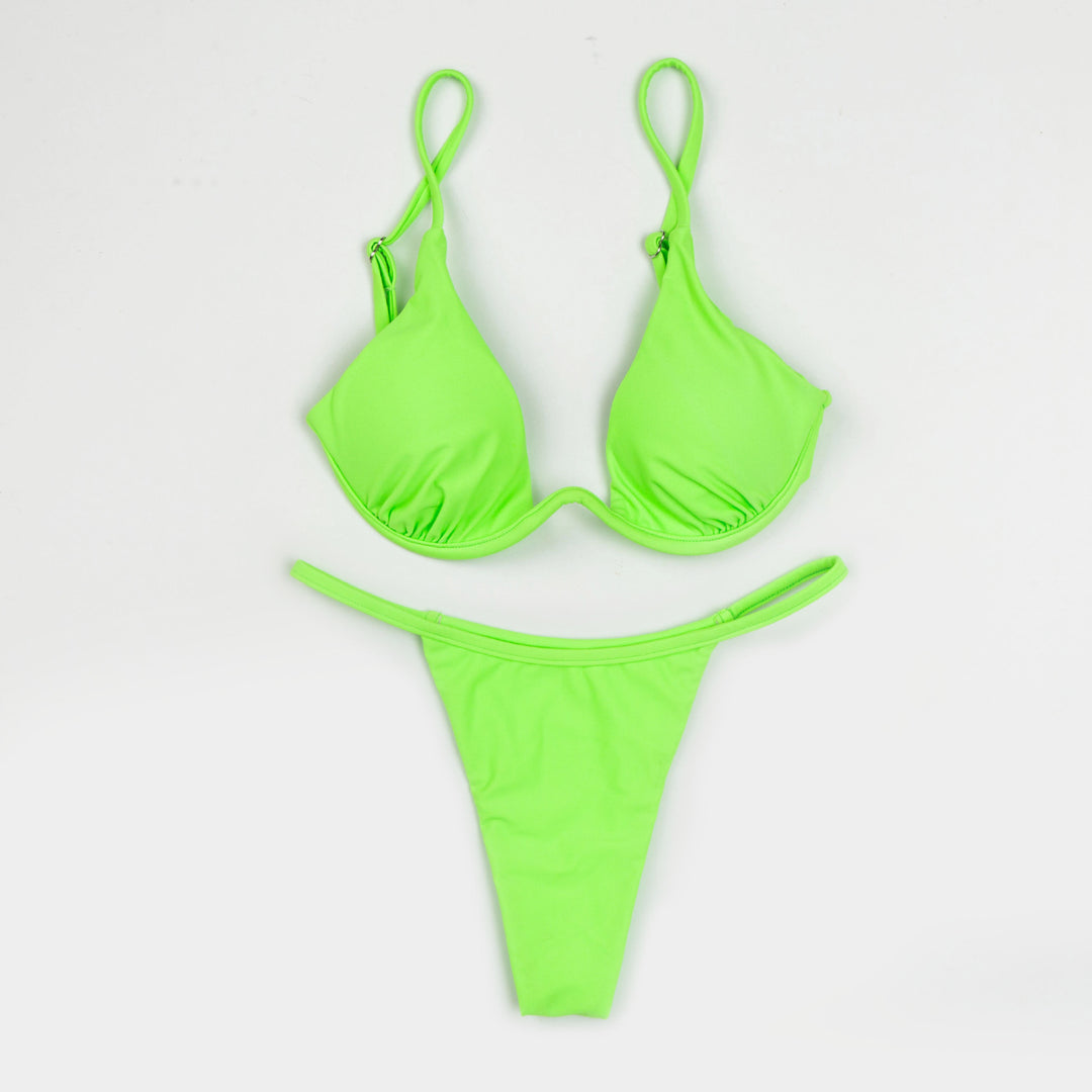 Damer trekants-bikini med skinnende top og justerbare stropper Skovae