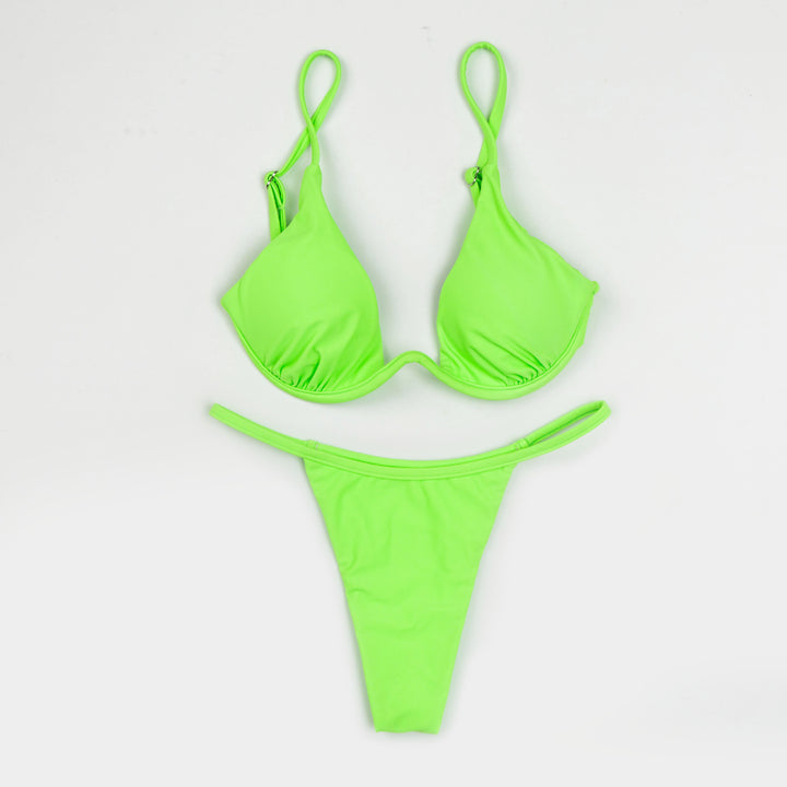Damer trekants-bikini med skinnende top og justerbare stropper Skovae