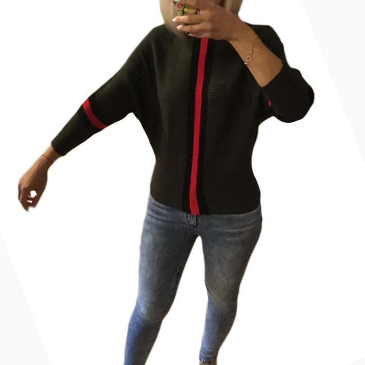 Kvindernes afslappede strikket sweater med moderne striber og løs pasform Stilla