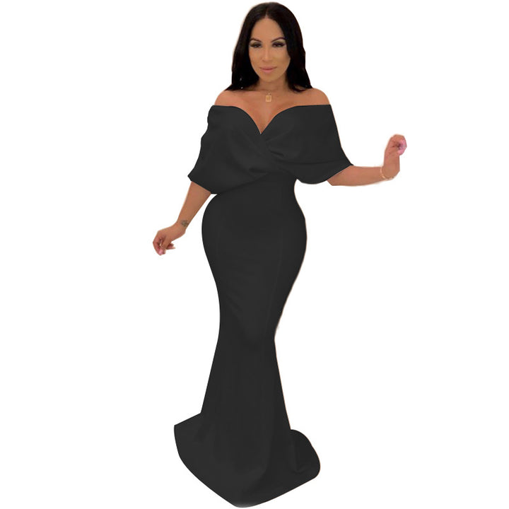 Dame elegant Off-Shoulder aftenkjole med taljeret silhuet og voluminøse ærmer Stilla