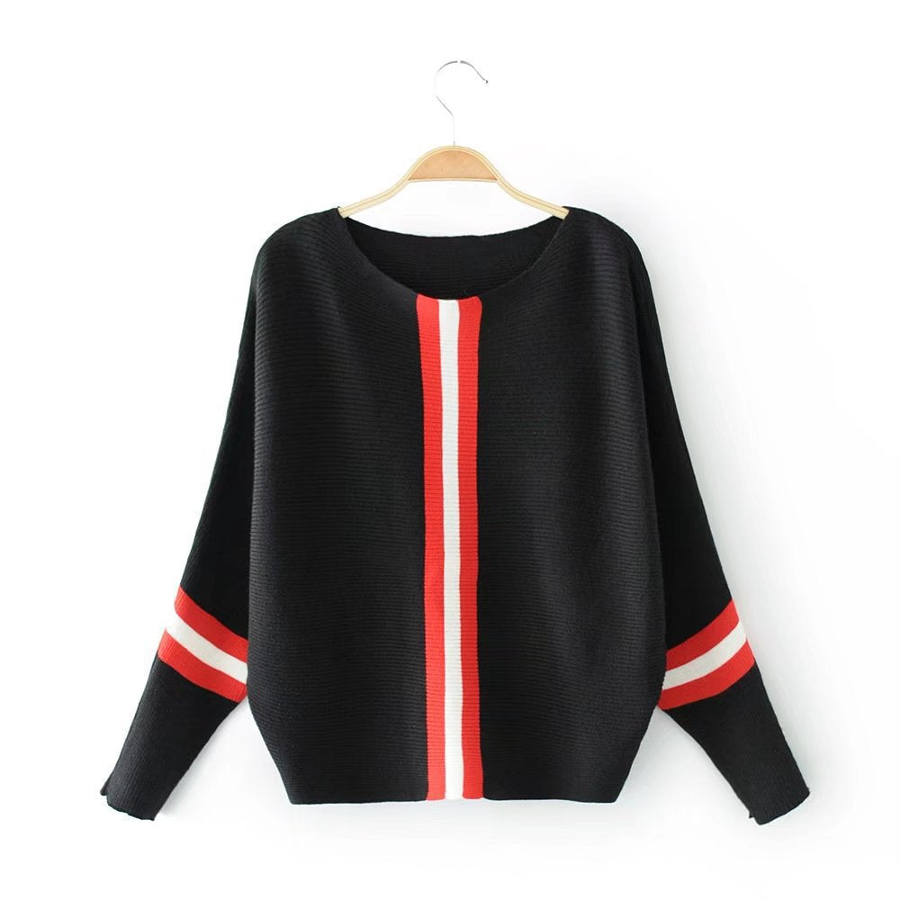 Kvindernes afslappede strikket sweater med moderne striber og løs pasform Stilla