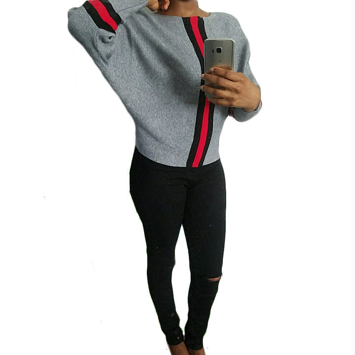 Kvindernes afslappede strikket sweater med moderne striber og løs pasform Stilla