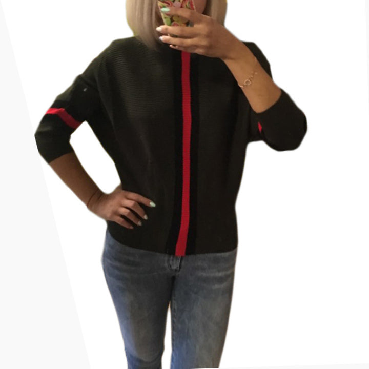 Kvindernes afslappede strikket sweater med moderne striber og løs pasform Stilla