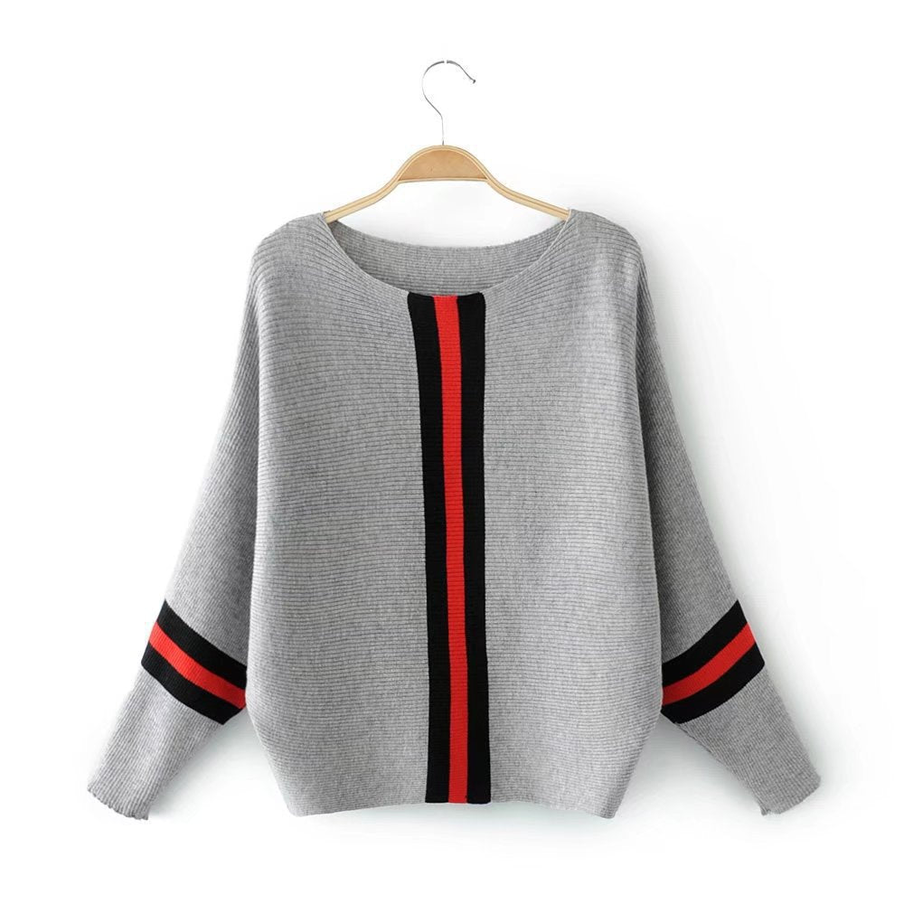 Kvindernes afslappede strikket sweater med moderne striber og løs pasform Stilla