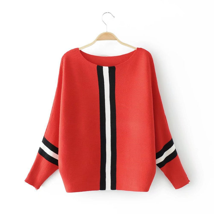 Kvindernes afslappede strikket sweater med moderne striber og løs pasform Stilla