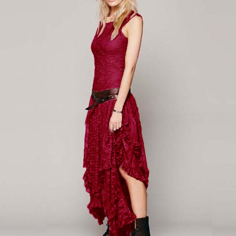 Dame Elegant Spidselag Midi Kjole Stilla