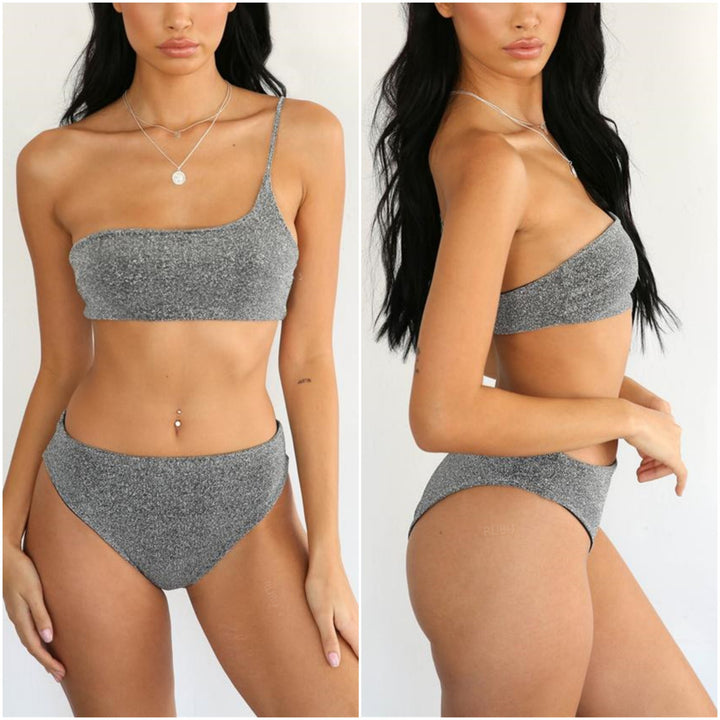 Dame Glitrende Én-delt Bikini-Sæt med asymmetrisk Top Stilla