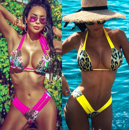 Damebikini med blomster mønster og justerbare stropper Stilla