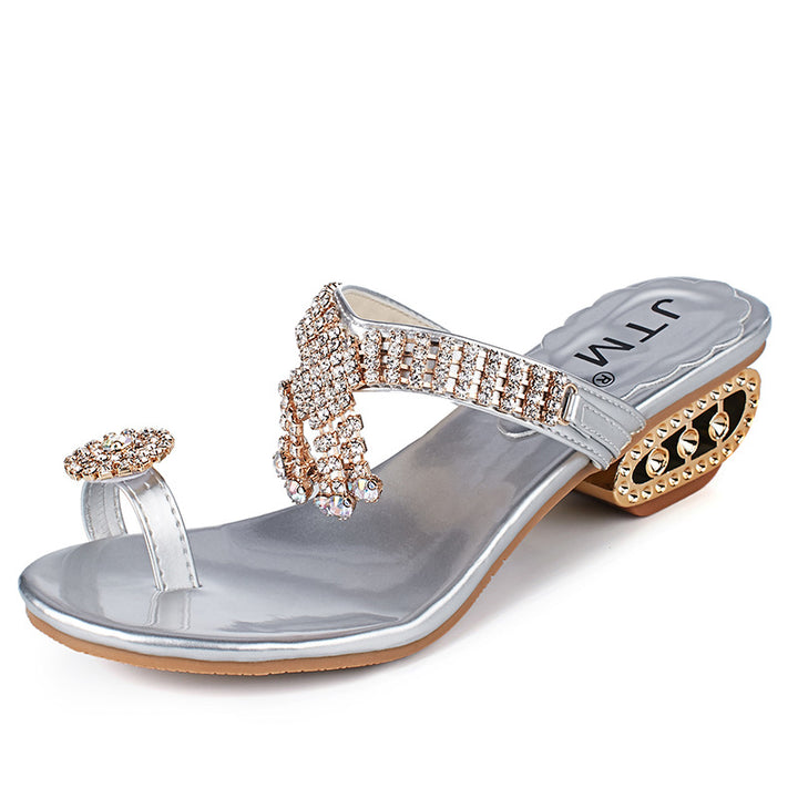 Dame elegante strand sandaler med glitrende smykker og skridsikker sål Stilla