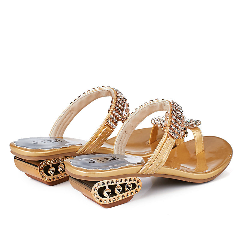 Dame elegante strand sandaler med glitrende smykker og skridsikker sål Stilla