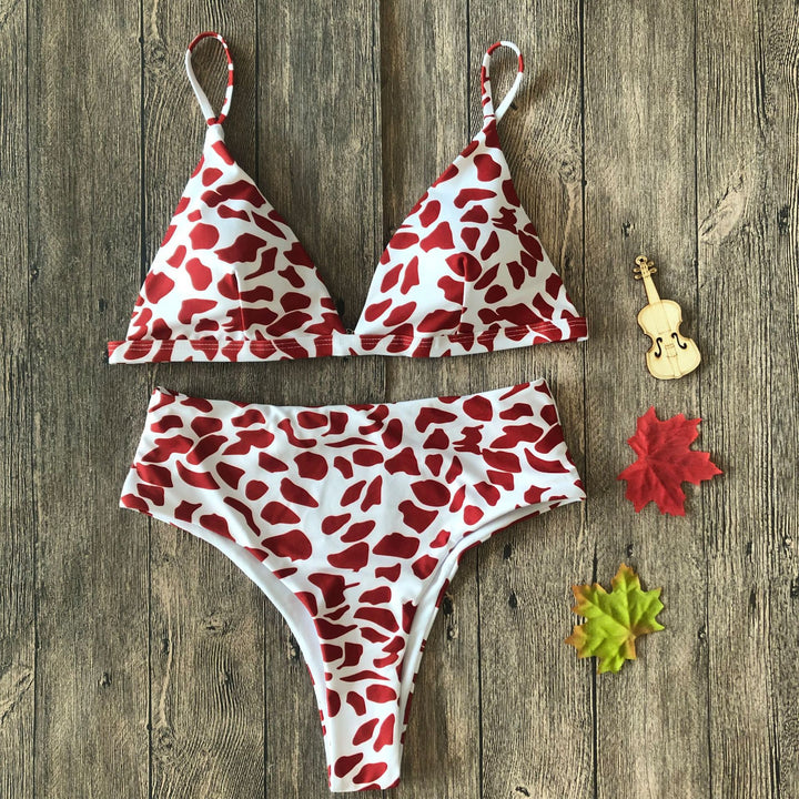 Damer Floral Triangel-Bikini-Sæt med høj talje Skovae