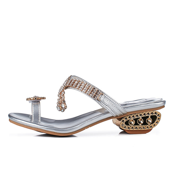 Dame elegante strand sandaler med glitrende smykker og skridsikker sål Stilla