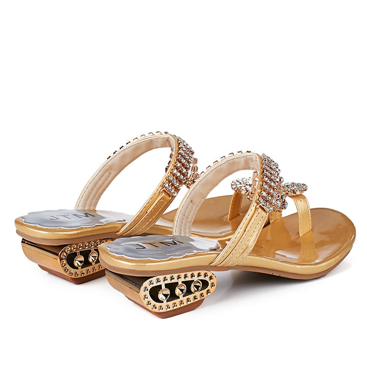 Dame elegante strand sandaler med glitrende smykker og skridsikker sål Stilla