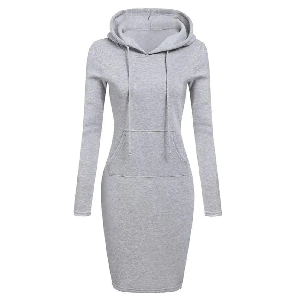 Stilla | Hoodie Kjole Lange Ærmer Justerbar Hætte Kængurulomme Slim Fit