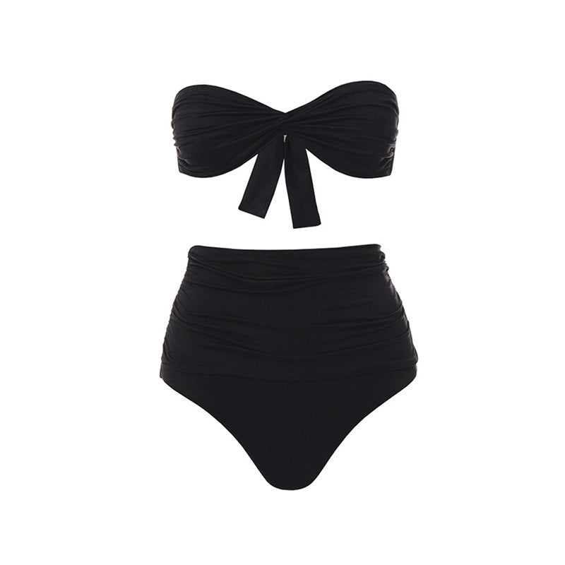 Dame Bandeau-bikini-sæt med høj talje og dyreprint Stilla