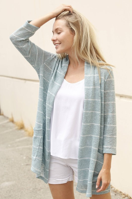 Stilla | Stribet Cardigan Med Lomme