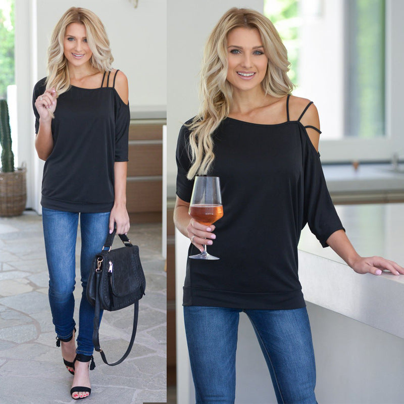 Kvindernes asymmetrisk top med elegante spaghetti stropper Stilla