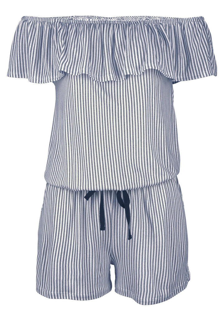 Dame Off-Shoulder Stribet Overall Sæt Stilla
