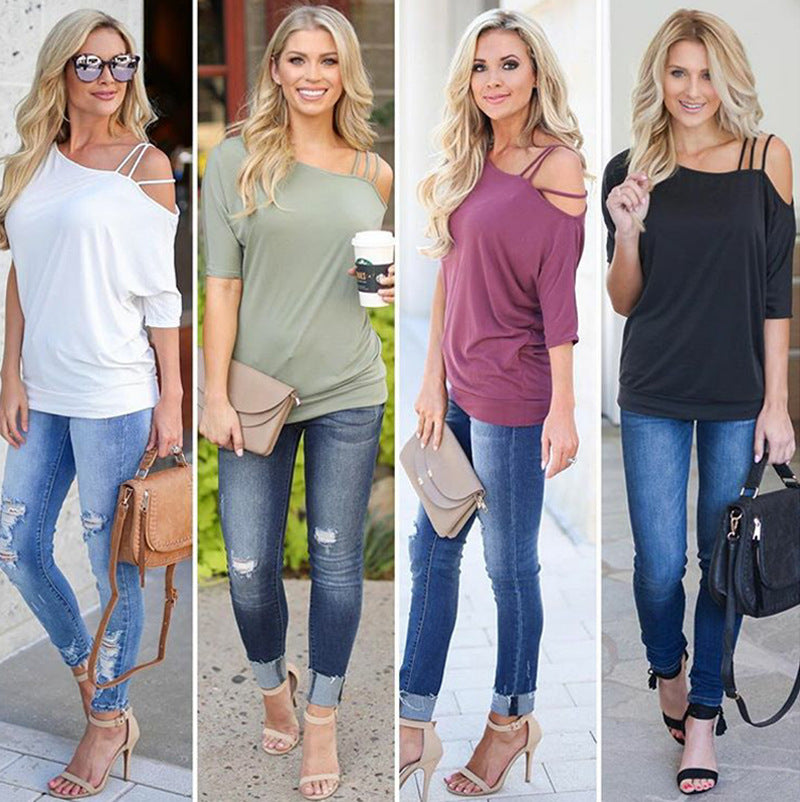 Kvindernes asymmetrisk top med elegante spaghetti stropper Stilla
