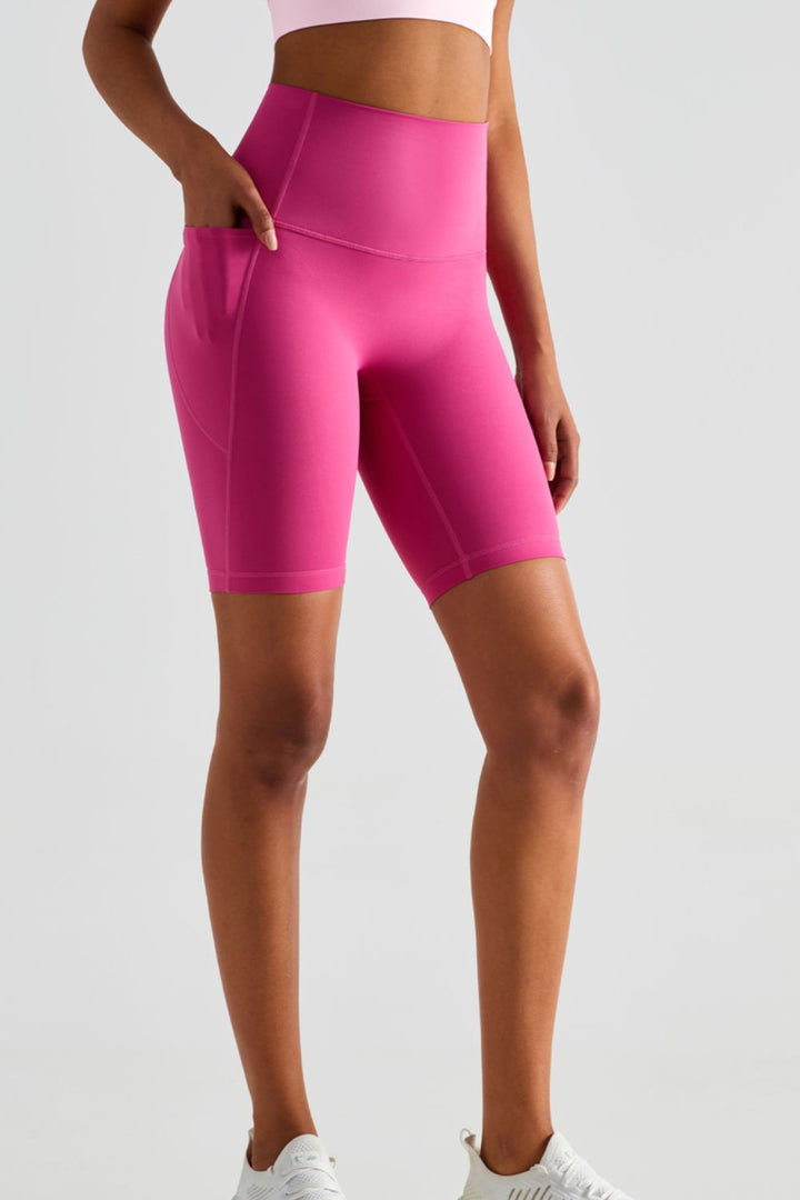 Stilla | Rise Wide Waistband Biker Shorts med lommer