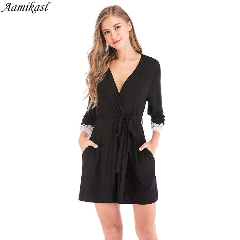 Dame Kimono-Robe med Spidserme Stilla