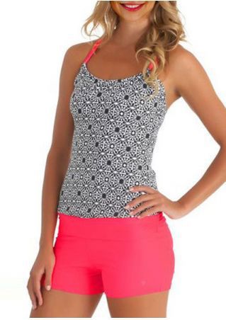 Dame sport tankini med mode mønster miks og komfortable bade shorts Skovae