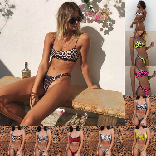 Damer Triangel-Bikini med Slangeskinds-mønster Skovae