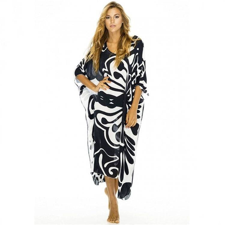 Damer elegant kaftan med moderne floral mønster Stilla