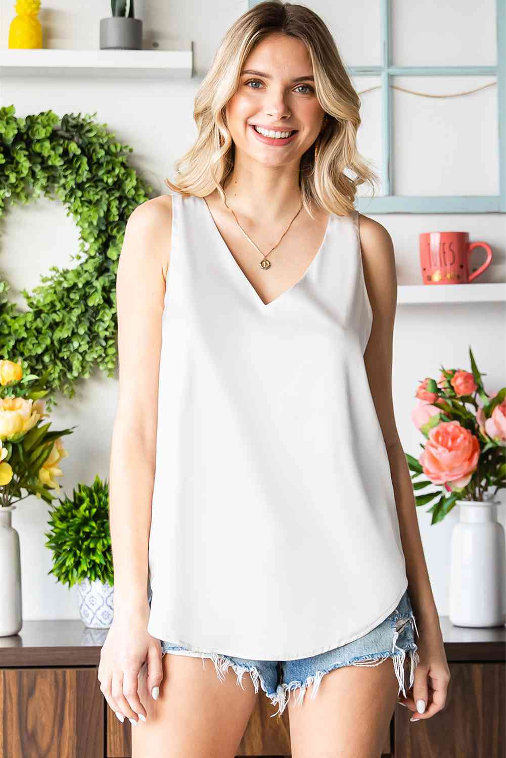 Stilla | Hem V-hals Tank Top