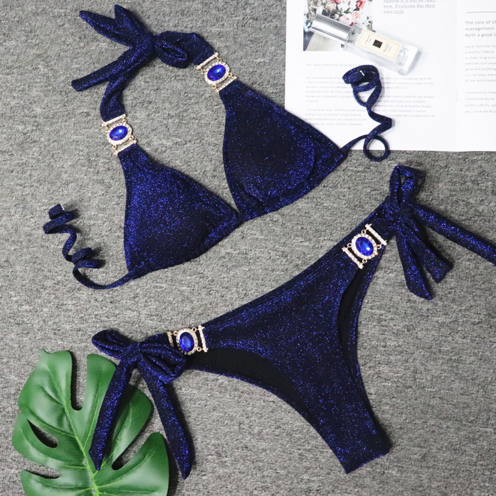 Kvinder Glitrende Halterneck Bikini Sæt Stilla