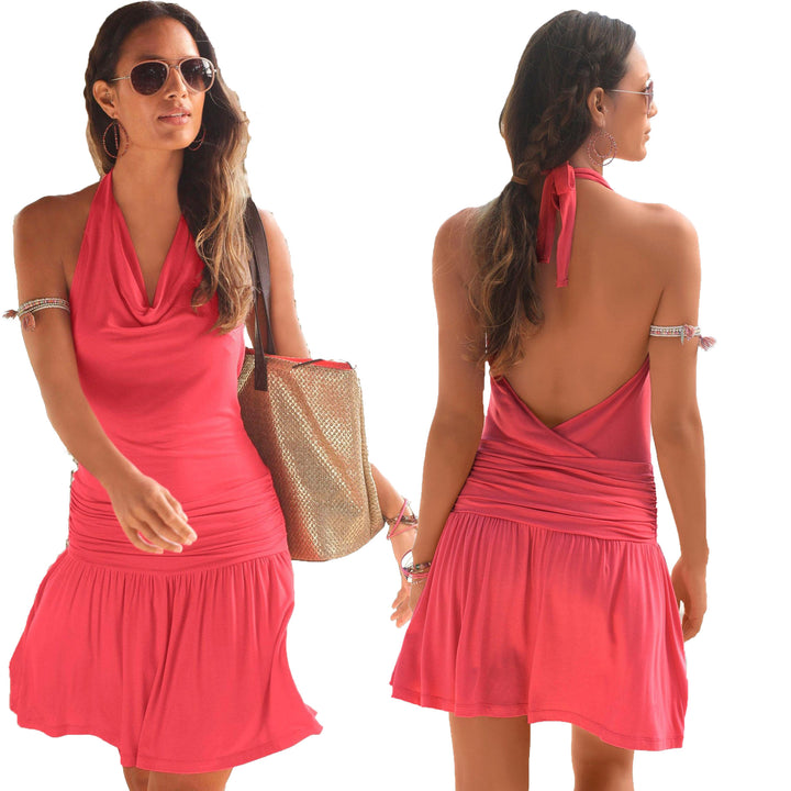 Dame Halterneck Ruffle Tunika Kjole Stilla