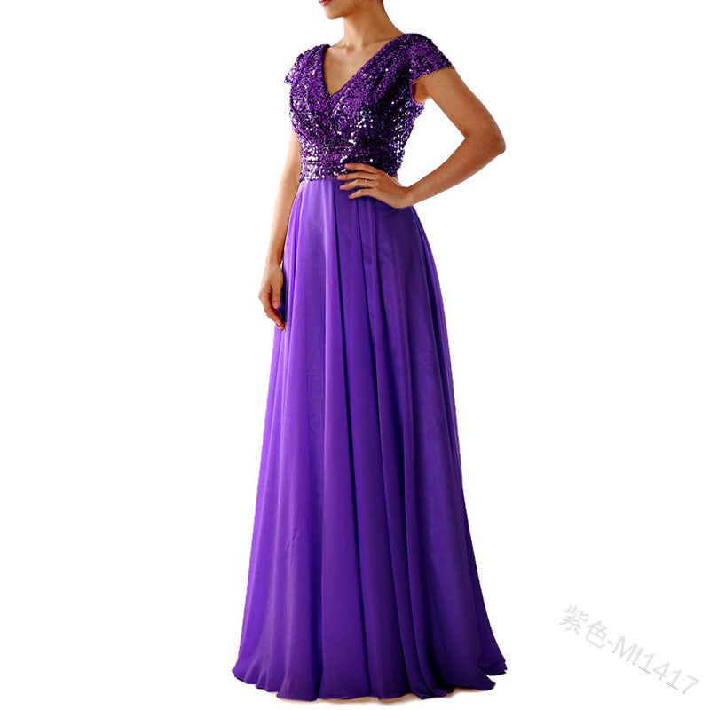 Stilla | Glitrende Pailletter Elegant Chiffon Aftenkjole