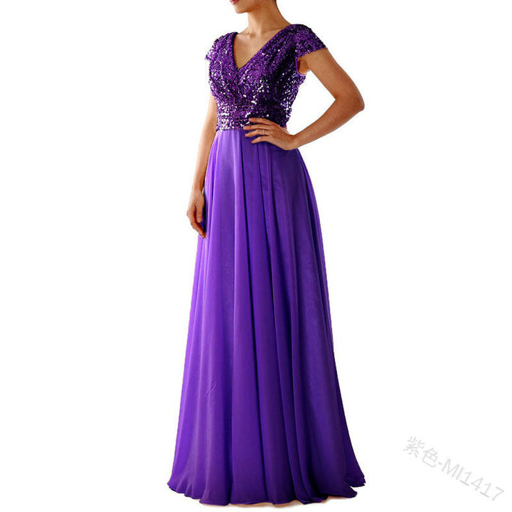Stilla | Glitrende Pailletter Elegant Chiffon Aftenkjole