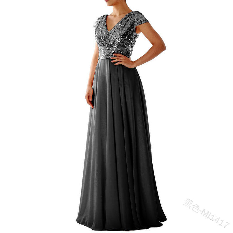 Stilla | Glitrende Pailletter Elegant Chiffon Aftenkjole