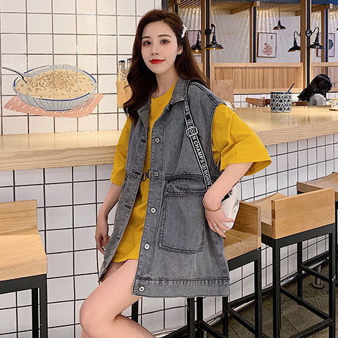 Dame Oversized Denim Vest Stilla