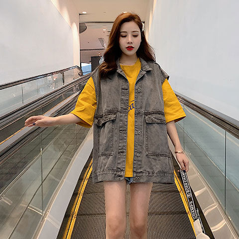 Dame Oversized Denim Vest Stilla