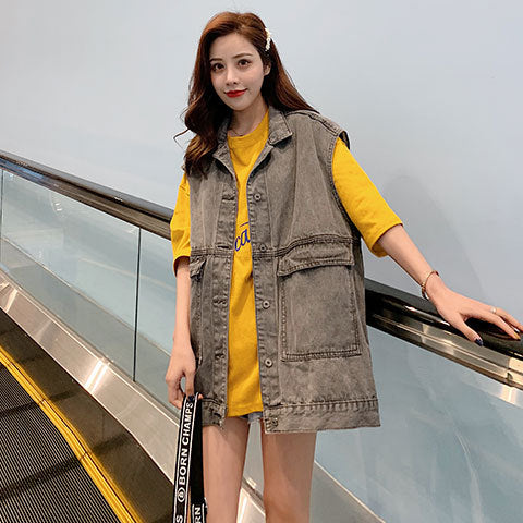 Dame Oversized Denim Vest Stilla