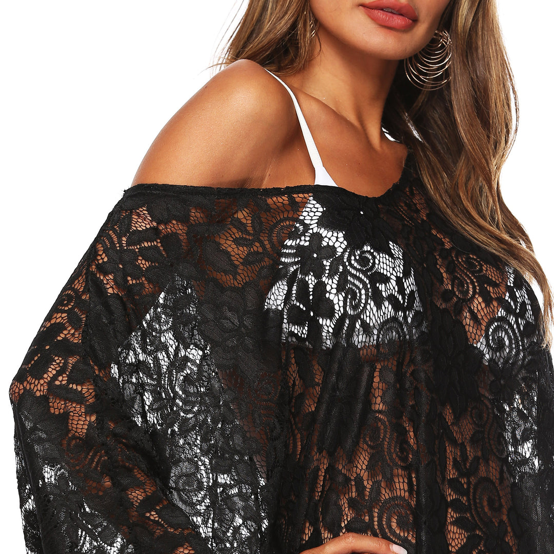 Dame Transparent Lace Beach Cover-Up Skovae
