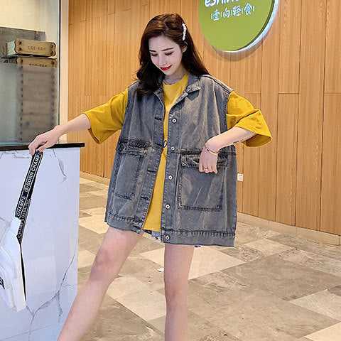 Dame Oversized Denim Vest Stilla