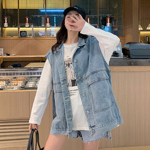 Dame Oversized Denim Vest Stilla