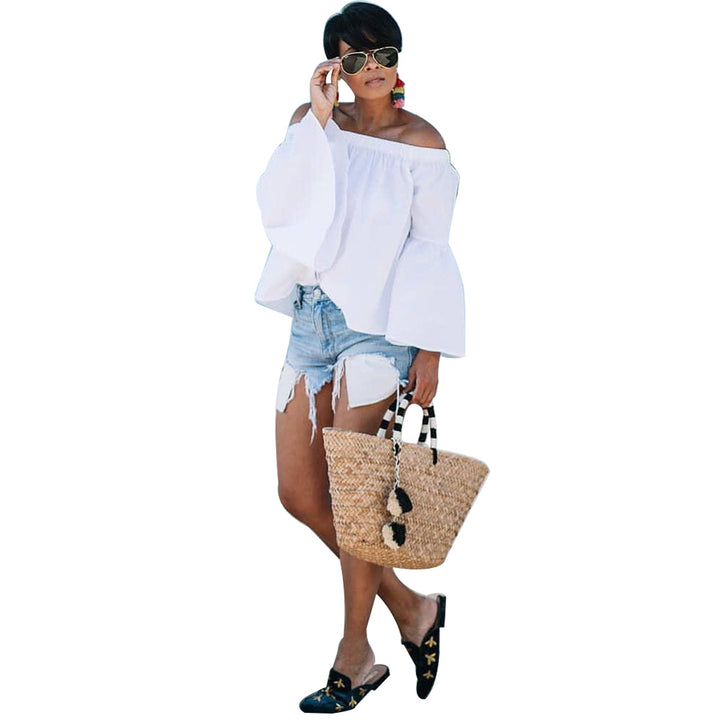 Dame Off-Shoulder Bluse med Bred Arm Stilla