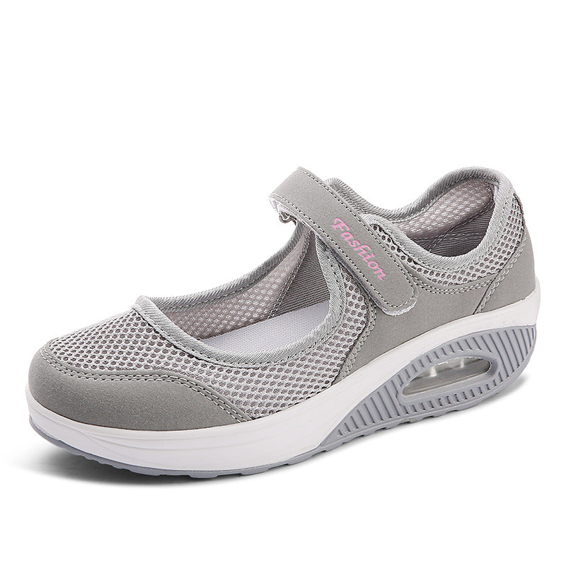 Dame nan åndbar rem ballerina gåsko med velcro og luftpude Skovae