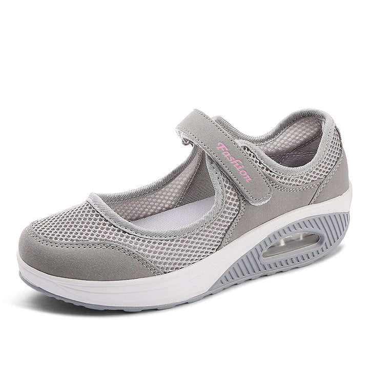 Dame nan åndbar rem ballerina gåsko med velcro og luftpude Skovae