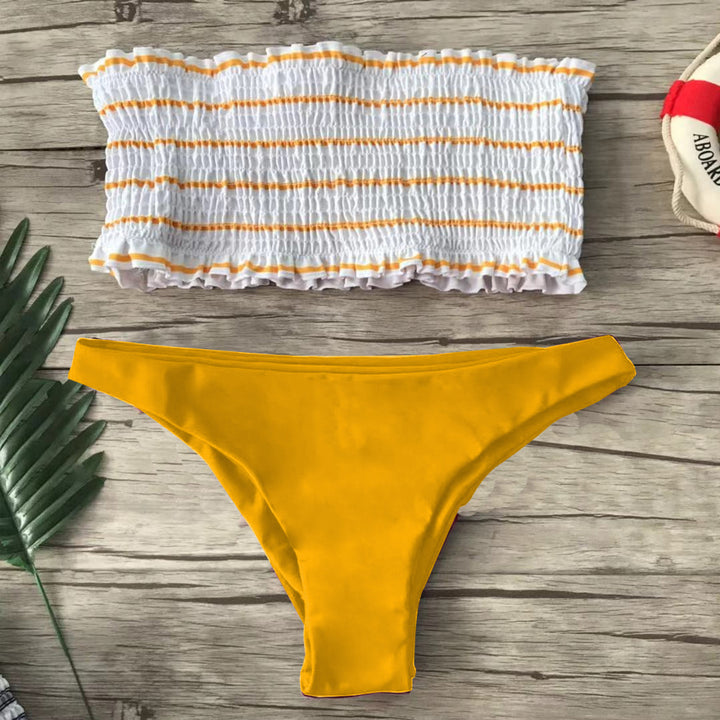 Dame Bandeau-bikini-sæt med fint rynkedesign Skovae