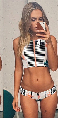 Dame Cropped Bade sæt med asymmetrisk lynlås Skovae
