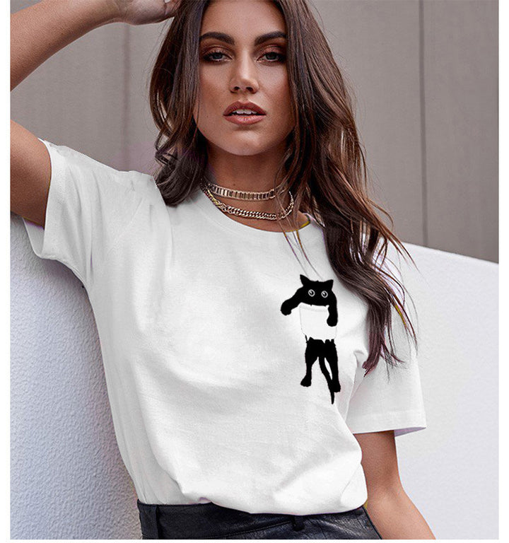 Dame T-shirt med kreativt dyremotiv og løs pasform Stilla